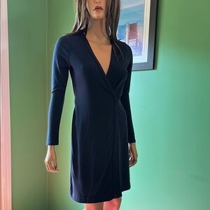 💙💙EUC Vintage Ann Taylor Blue Asymmetrical A-line Wraparound Dress with V-Neck💙💙